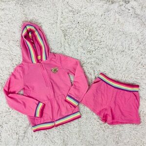 Cynthia Rowley golden sequin heart Pink and Rainbow Trim jacket & shorts set 5-6